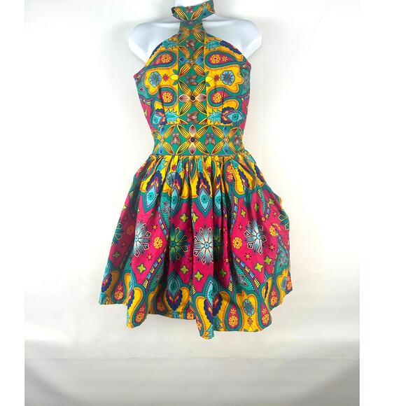 Super Cute Grass Fields Dress The African Shop, Size 8 Beaut. Multi color Print - Picture 2 of 9